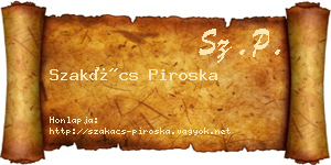 Szakács Piroska névjegykártya